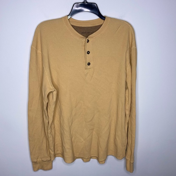 Eddie Bauer Other - Men's Eddie Bauer Beige Henley Shirt Waffle Knit Large